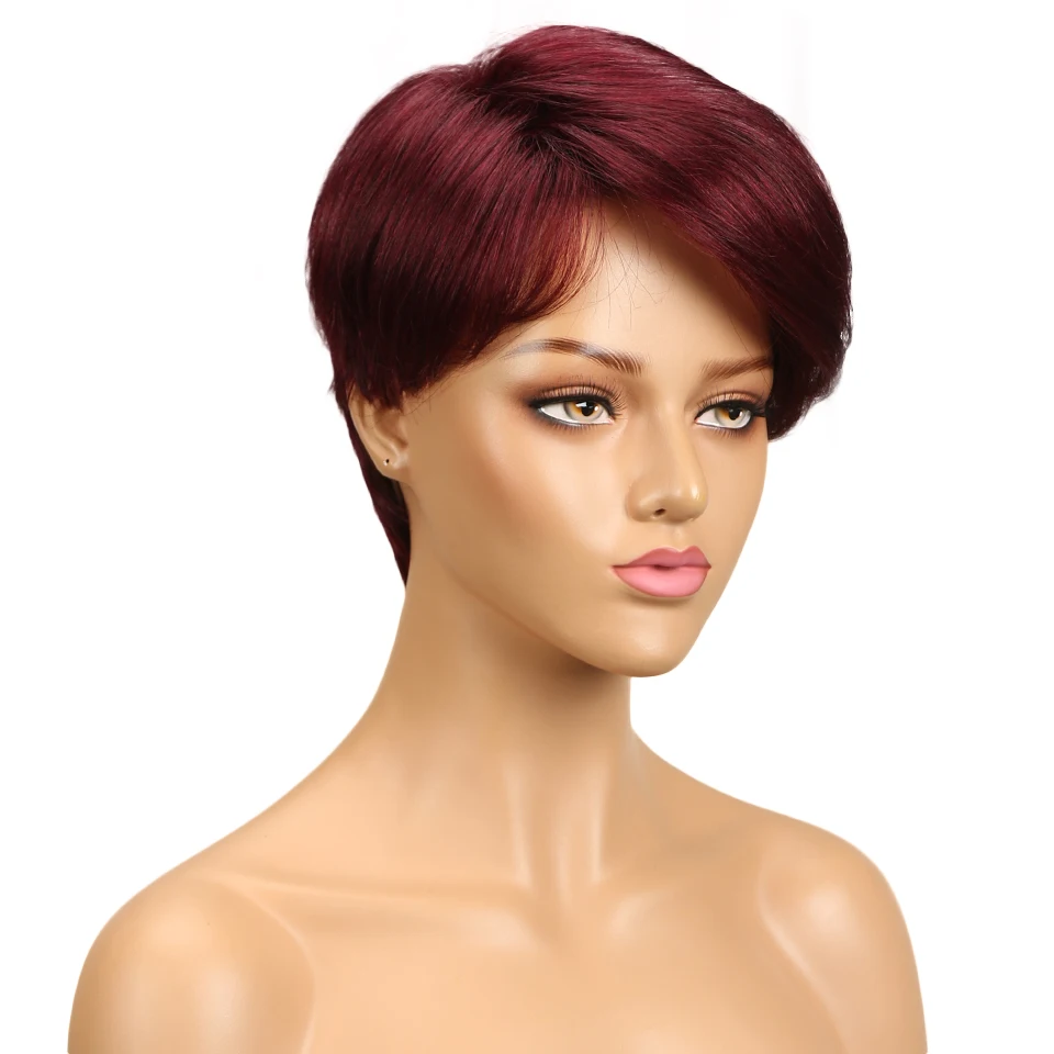 Парик для чернокожих женщин Trueme Pixie Cut бразильские Прямые Человеческие волосы Remy