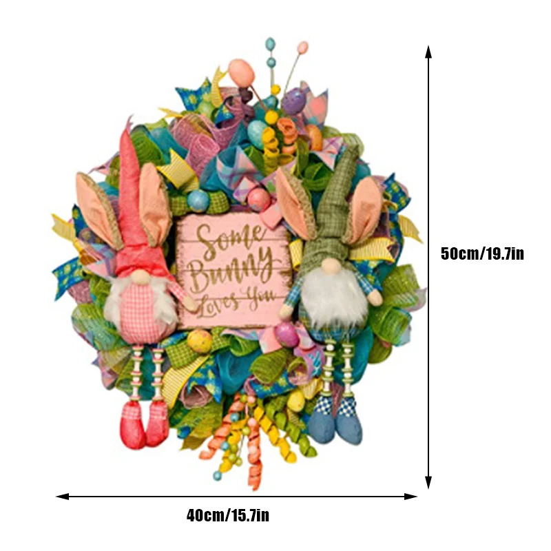 

Easter Rabbit Gnome Wreath Decor for Front Door Easter Bunny Front Door Wreath Garland Wall Decor Easter Decorations Hog