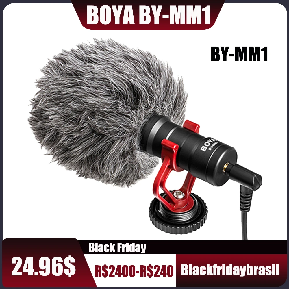BOYA BY-MM1 Microphone Cardioid Shotgun for iPhone Android Smartphone Canon Nikon Sony DSLR Camera Consumer Camcorder PC Mic