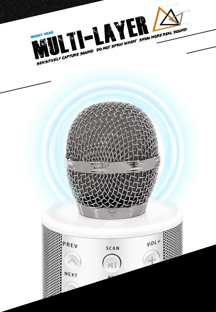 WS-858, bluetooth, микрофон, беспроводной, профессиональный, конденсаторный, караоке, микрофон, волшебный звук, микрофон, студия записи, Майка
