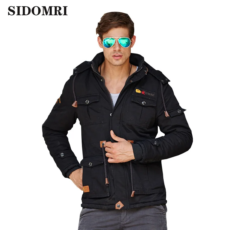 Men Jackets Multi Pocket Cargo Bomber Winter Warm Hoody Jacket Mens Fleece Hip Hop Windbreaker Coats Male Military Tactical Coat