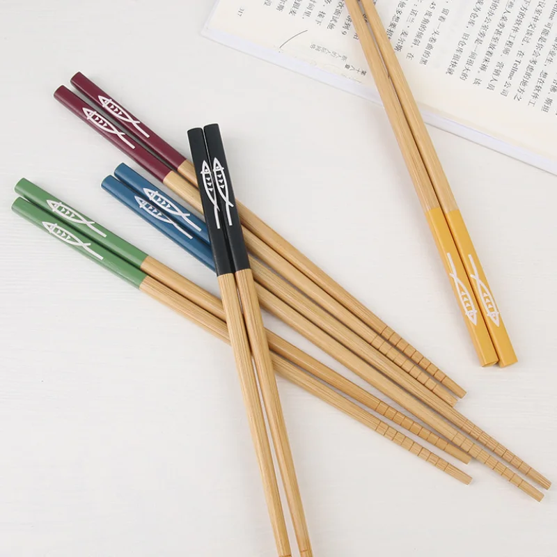

10Pair Reusable Handmade Bamboo Japanese Natural Wood Chopsticks Sushi Food Cat Flower Wooden Chop Sticks Home Picnic