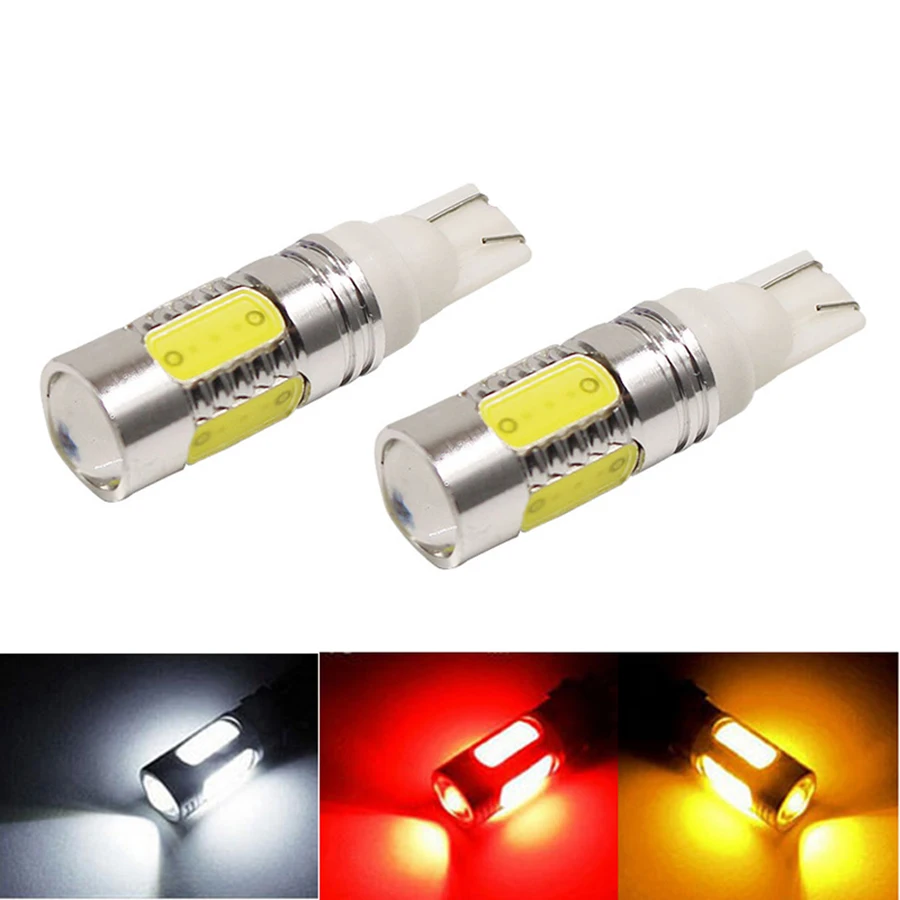 

NHAUTP 2 шт высокой мощности COB T10 7,5 W 168 192 W5W светодиодный лампы для парковочные фары автомобиля Красный Белый Янтарный 12V Авто боковой Клин ламп...