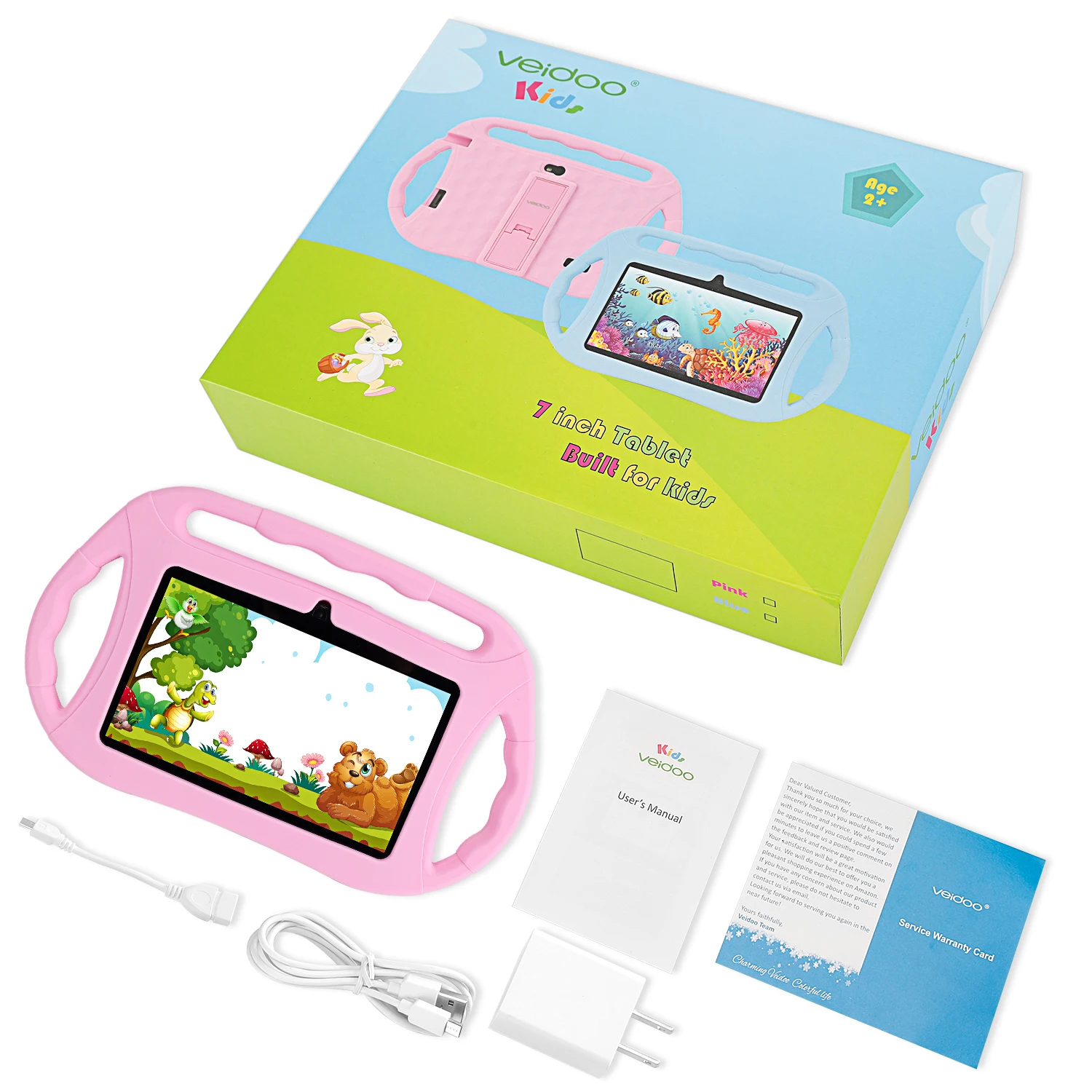Tablet Veidoo Wifi Touch Quad-Core Android Children 7inch 2-In-1 HD Display 1GB 16GB Shockproof With Case