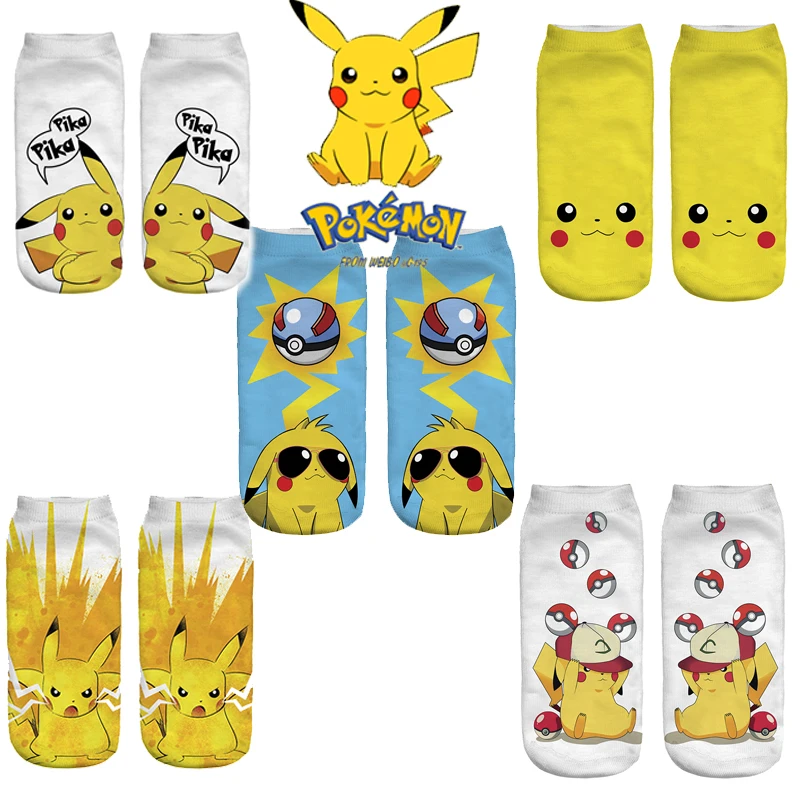 Короткие носки Покемон Пикачу для девочек и мальчиков хлопковые все размеры