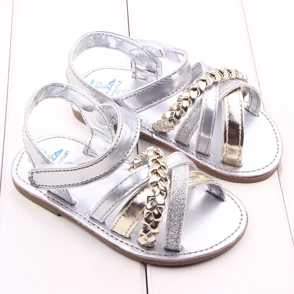 

Vogue Baby Outdoors Sandals Toddler Princess First Walkers Girls Kid Shoes Casual Solid Rubber Girl Shoes Gold Silver 181322