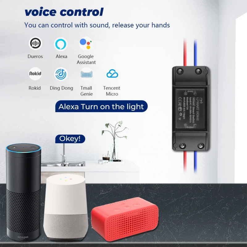 

Sonoff Basic R2 Wifi DIY Smart Wireless Remote Switch Domotica Light Controller Module Work with Alexa Google Home eWeLink