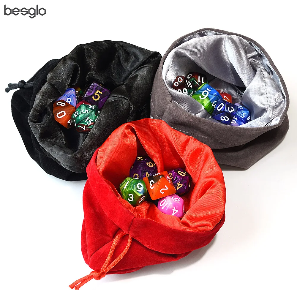 Drawstring Velvet Dice Bag Double-Layer for Packing Gift Jewelry Coin Storage Trinkets Red Black Gray | Спорт и развлечения