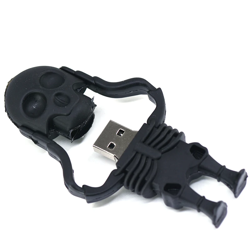 Забавный Скелет USB флеш накопители черный череп ручка привод 128 ГБ 256 Гб карта