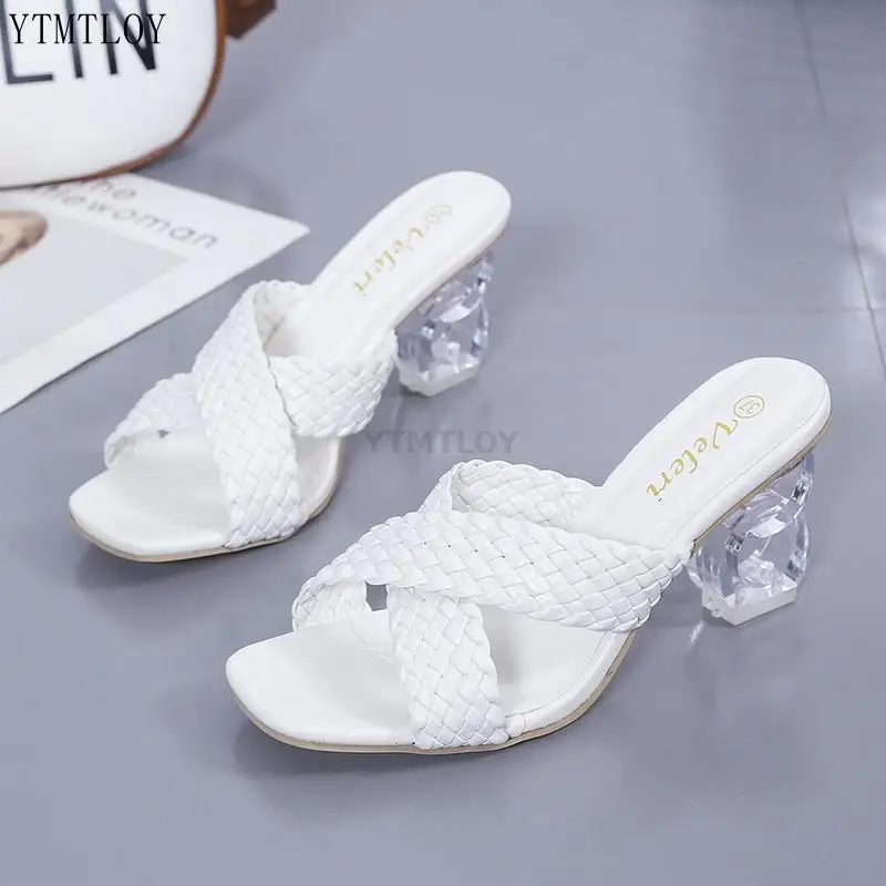 slippers women cross strap summer slides shoes ladies mules square toe 2021 indoor ytmtloy house zapatillas casa mujer free global shipping