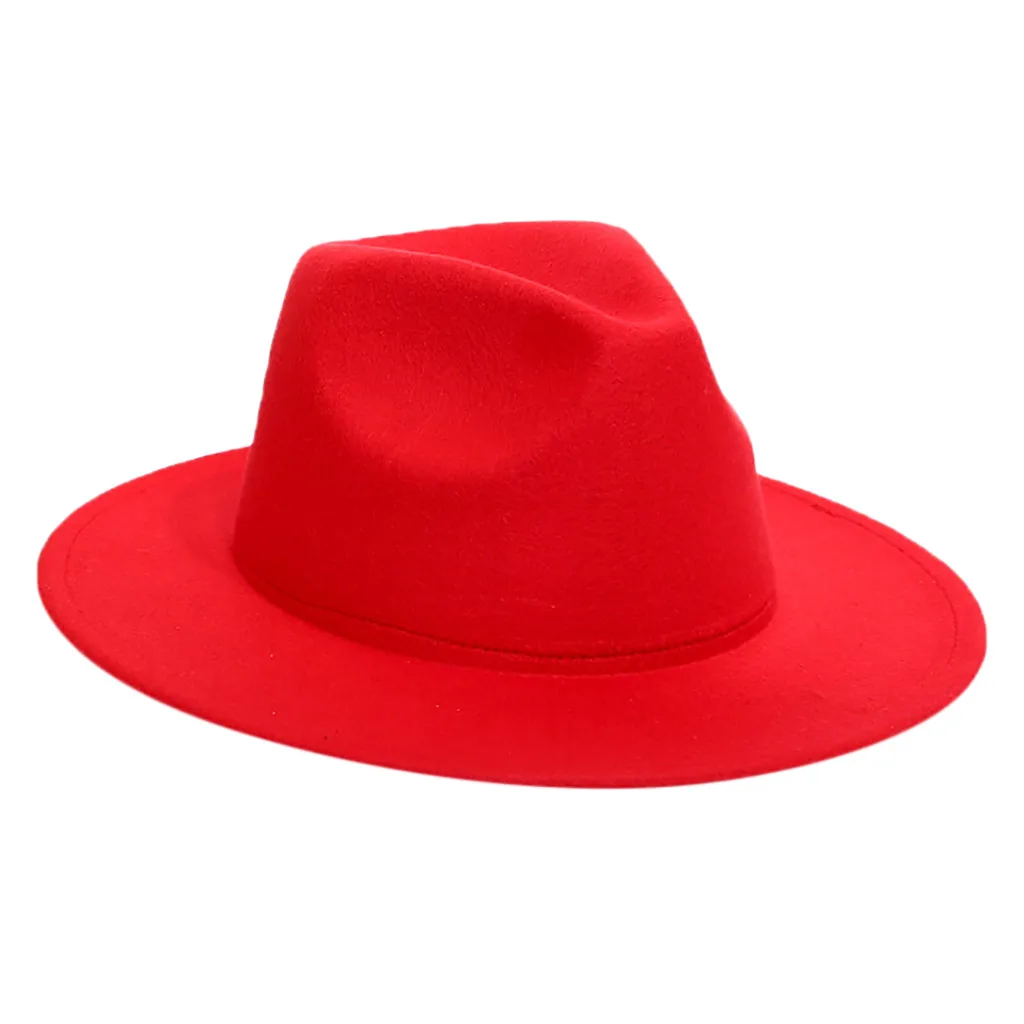 

Men Women Fedora Hat Imitation Woolen Winter Women Felt Hats Men Fashion Black Top Jazz Hat Fedoras Chapeau Sombrero Mujer