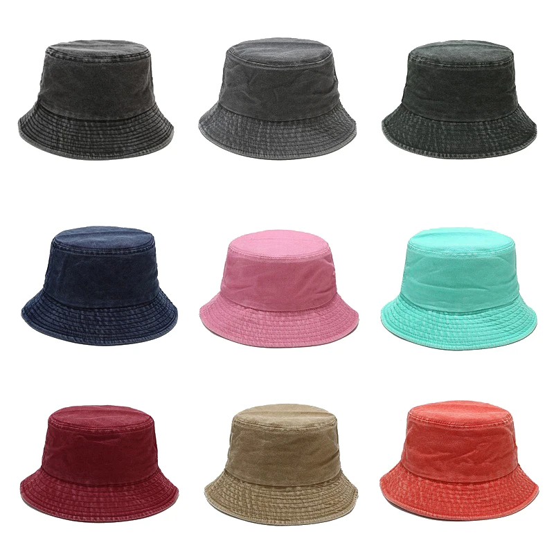 

Summer Panama Foldable Denim Bucket Hat Women Men Vintage Washed Cotton Fishing Cap Outdoor Fisherman Hats Bob casquettes