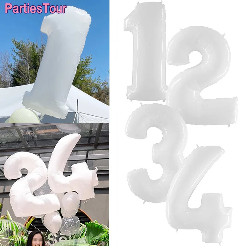 Большие белые воздушные шары 40 дюймов с цифрами фольга для творчества Гелиевый