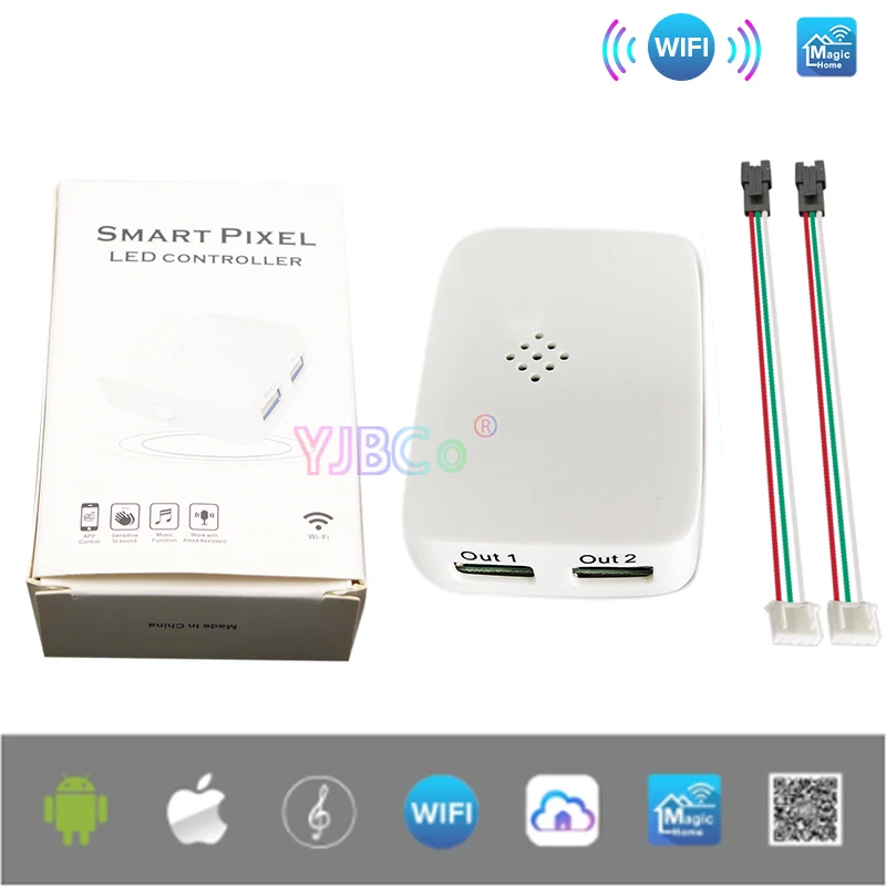 DC5-24V WiFi голосовой пиксель контроллер музыка 2 выхода SPI Alexa Google Home для WS2811 WS2812B WS2815