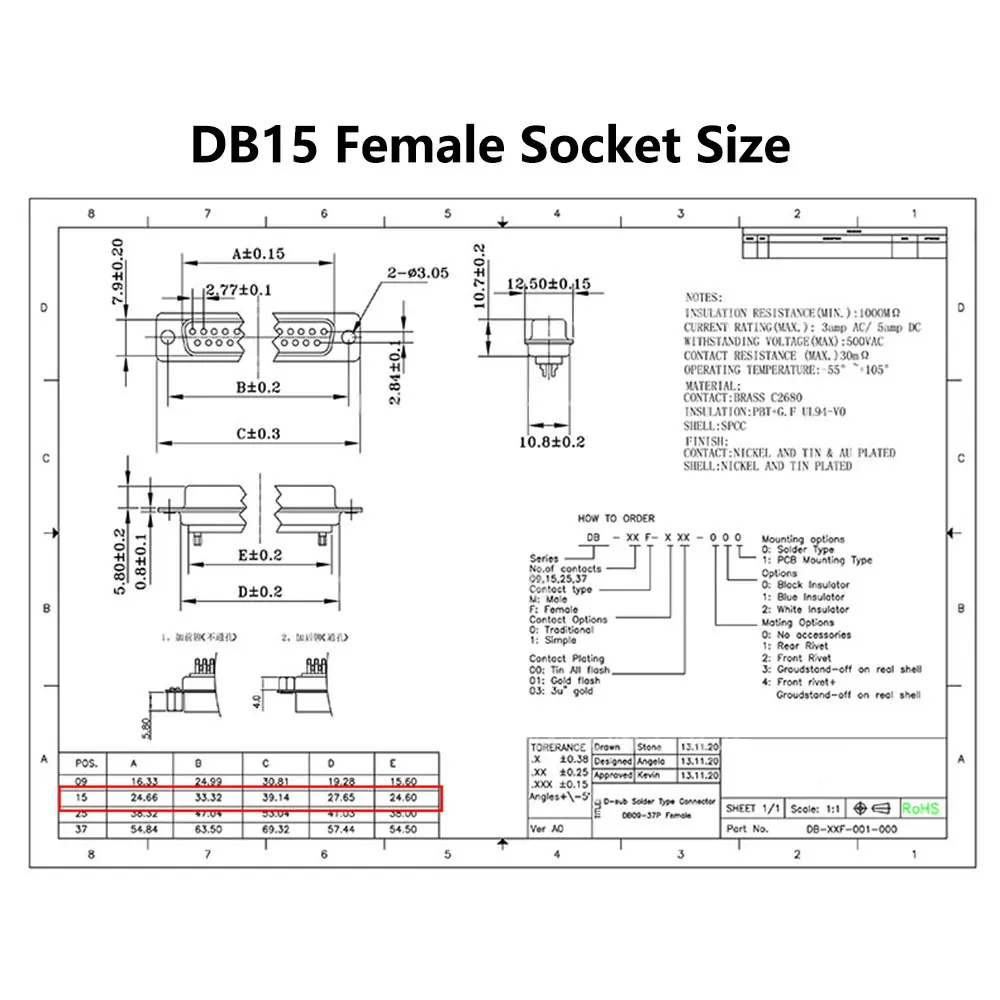 DB15 коннекторы для сварки штепсельная вилка гнездо 2 ряда 15 Pin последовательный