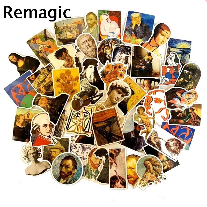 50 шт. знаменитые художники картина маслом наклейки пакеты аниме 90s Пастер косплей