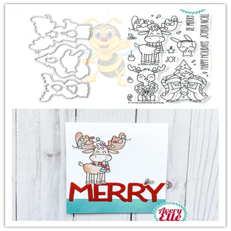 Рождественские металлические Вырубные штампы с оленями для скрапбукинга