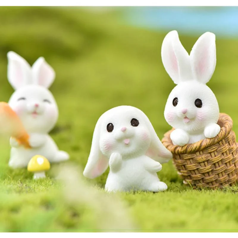 

Animal Figurine Resin Craft Mini Bunny Home Cake Decoration Accessories Desk Office Garden Decor Miniatures Rabbit Easter Hare