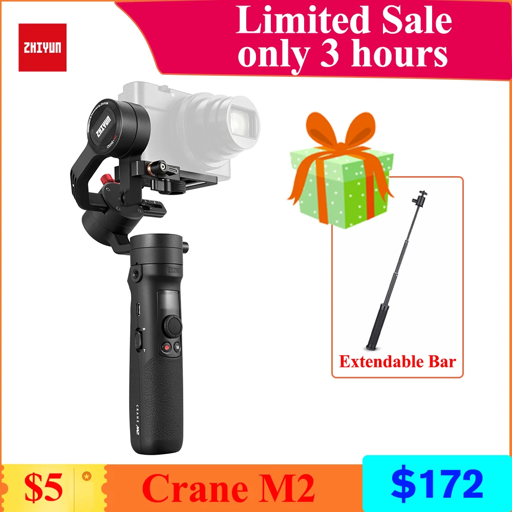

Zhiyun Crane M2 3-Axis Handheld Gimbal Stabilizer for Mirrorless Cameras / SmartPhone / Action Cameras / Compact Cameras
