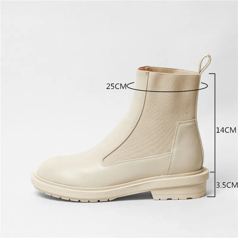 

YQBTDL New Chunky Heels Black Beige Womens Boots Slip on Winter Shoes Plus Size Chelsea Ankle Boots Female Booties Winter 2020