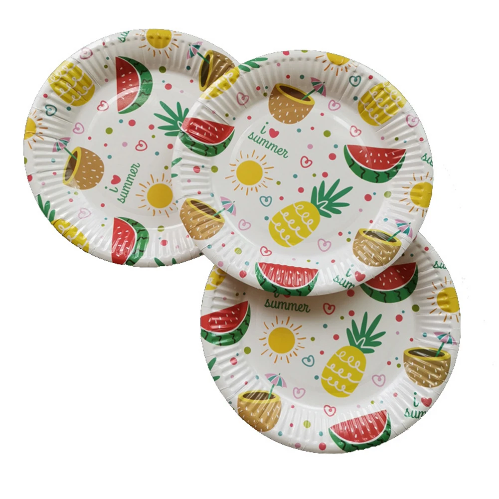 10pcs Photograph Cafe Wedding Fruit Birthday Party Props Decoration Disposable Cake Tray Paper Plate Pineapple Printed Dessert | Дом и сад