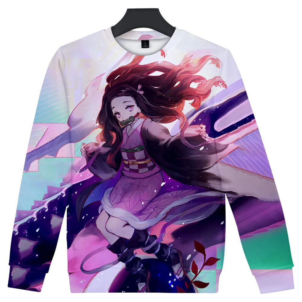 

2020 Demon Slayer 3D Print Hip Pop O-neck Sweatshirt Harajuku Cute Outwear High Quality Pullover Round Collar Autumn Tops