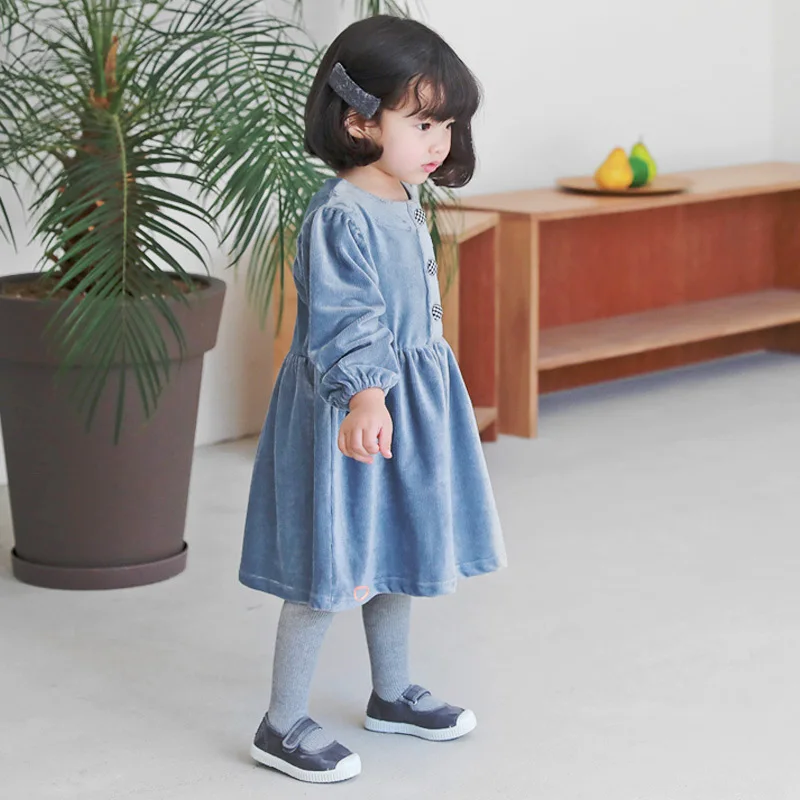 Новые осенние детские платья для девочек вельветовые с длинным рукавом модное