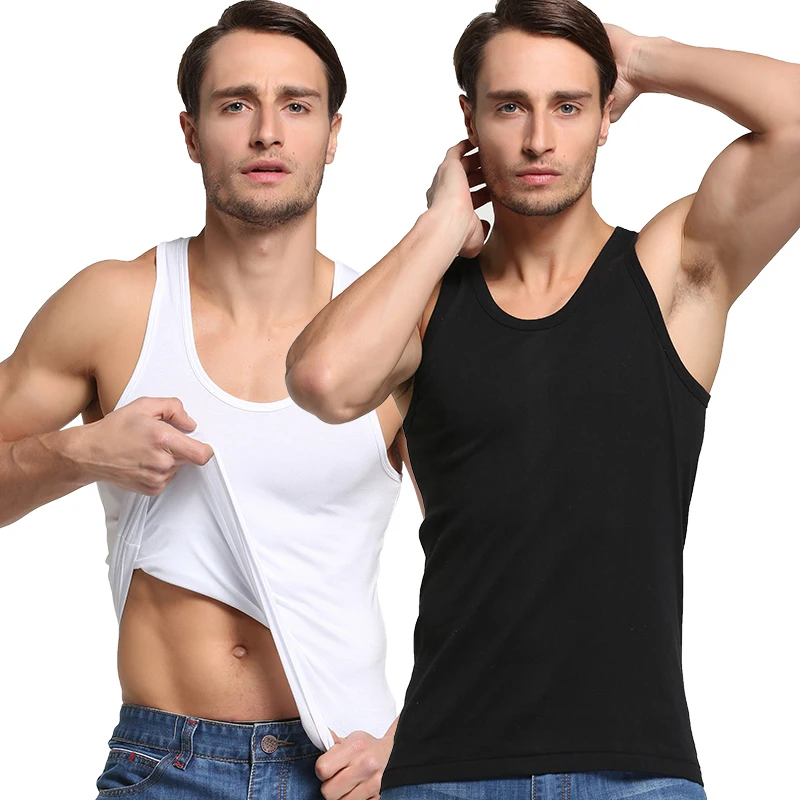 ALANSHOW 2 штуки топы на бретелях для мужчин чесаное хлопковое нижнее белье мужские