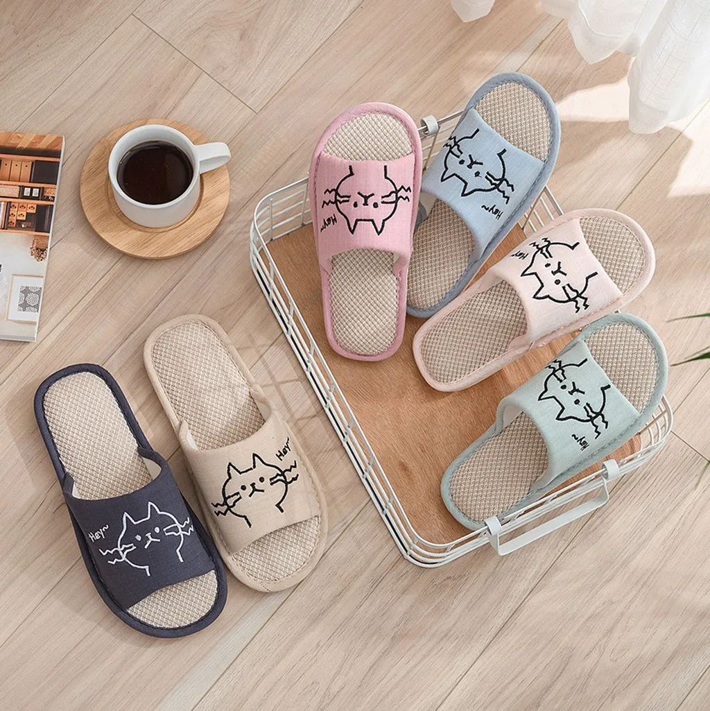 Мужские Летние Повседневные тапочки дышащие льняные сандалии мужские домашние