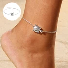 Женский ножной браслет в форме маленькой Черепашки, лето 2020, пляжные украшения в стиле бохо, регулируемая цепочка на ногу, серебряный цвет, браслеты на лодыжку
