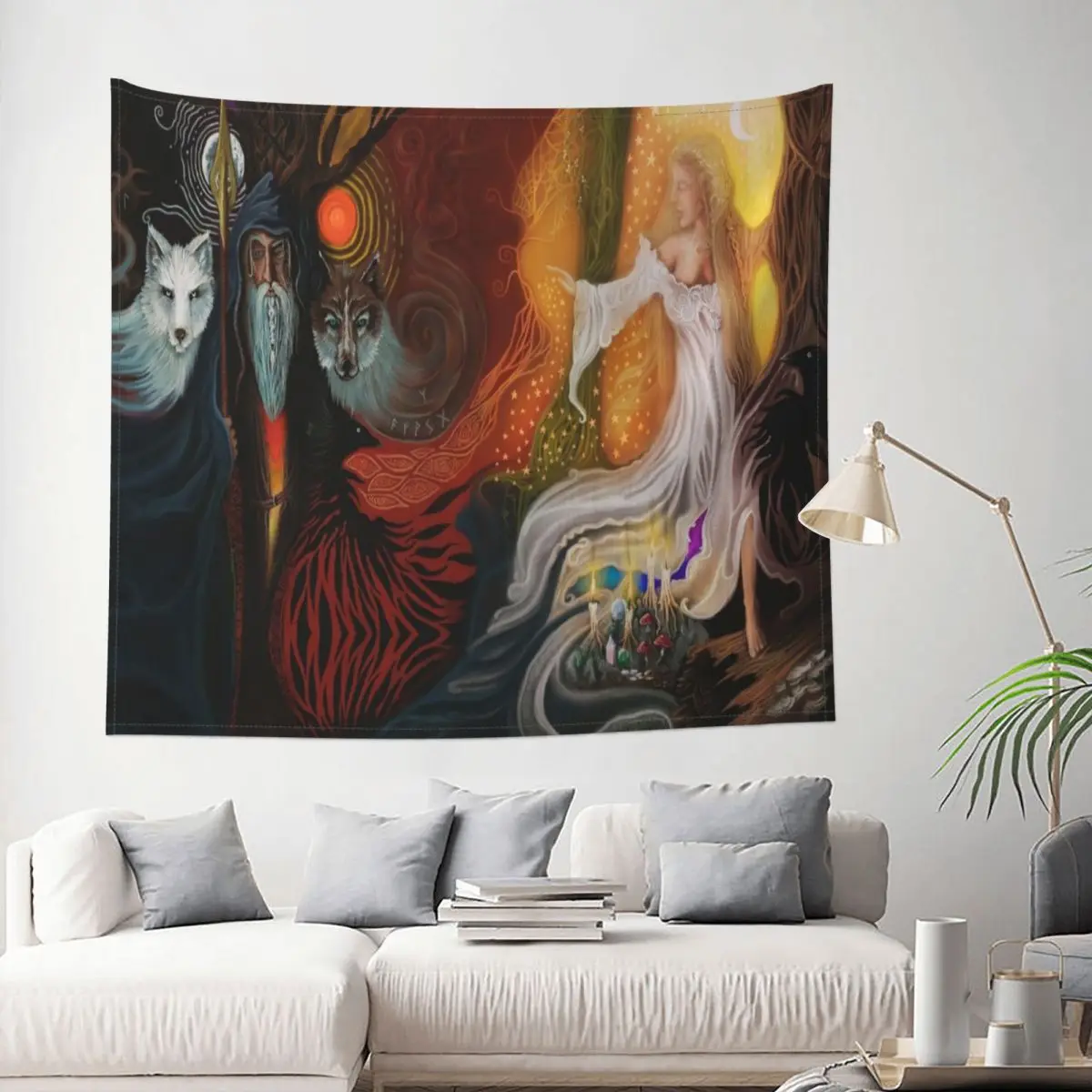 

Odin Frigg Tapestry Witchcraft Tarot Magic Decoration Wall Room Home Decor Hanging Bedroom Kawaii Aesthetic Fashion