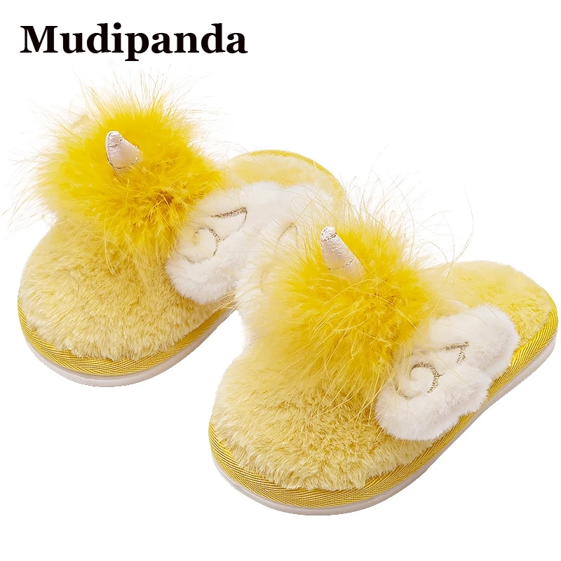

Parent-child Cotton Slippers For Girls Fluffy Slippers Child Pink Floor Cotton Shoes Baby Girl Cute Cartoon Kid's Home Shoes New
