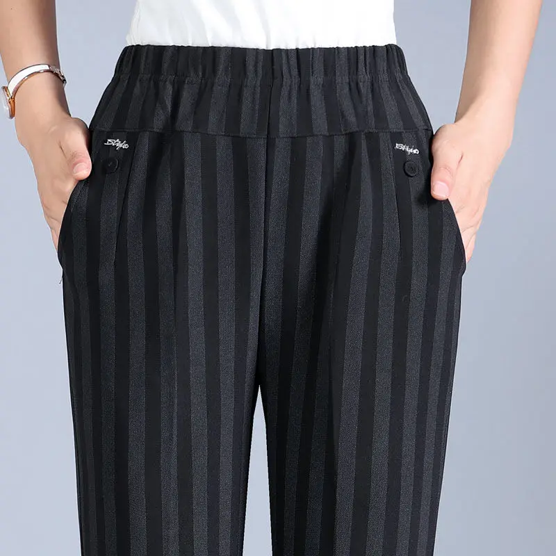

8XL 2022 Autumn and Winter Women's Extra Large Size Straight Pants Female Warm Loose Casual High Waist Trousers B02