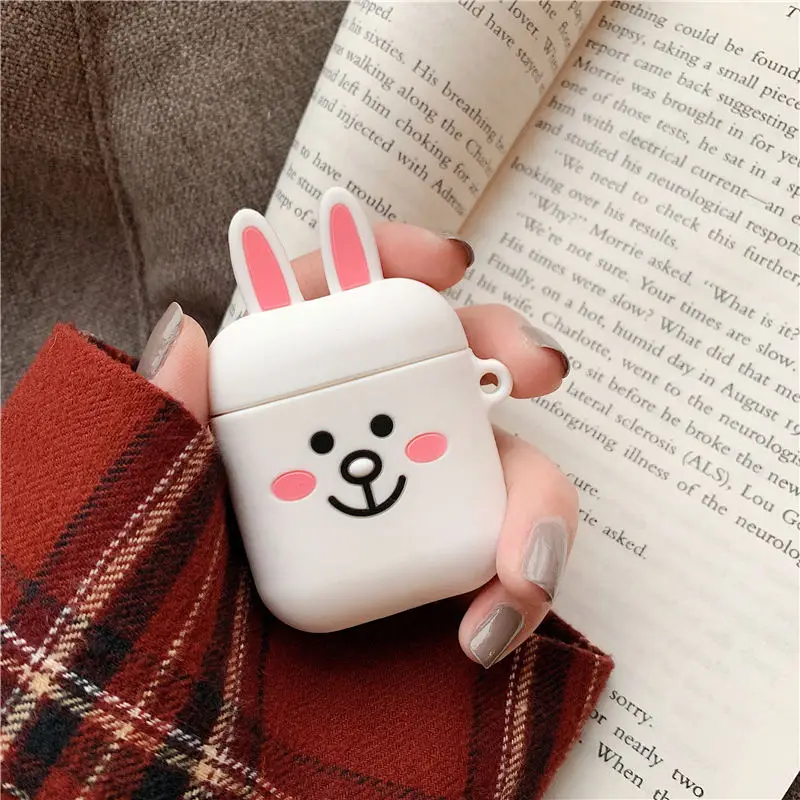 A01 Привлекательный мягкий силиконовый чехол для Apple Airpods зарядная коробка Забавный бурый медведь чехол для наушников AirPods Мультфильм защитный чехол - Цвет: A01