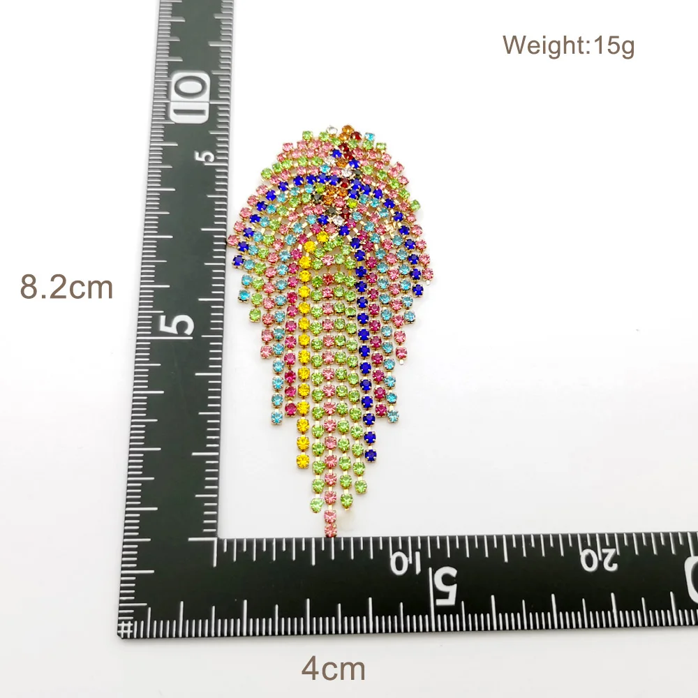 Женские серьги в стиле бохо с разноцветными радужными кристаллами Длинные