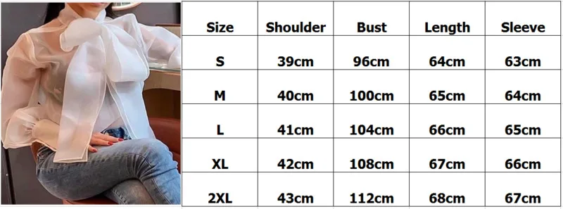 

Elegant Women See-through Sheer Mesh Transparent Solid Blouse Puff Long Sleeve Shirts Summer Spring Tops