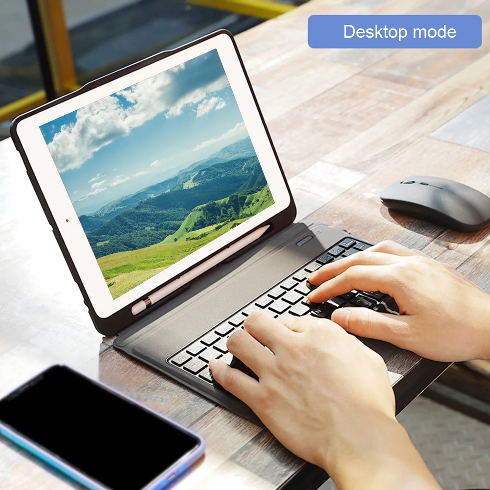 

Bluetooth Keyboard with PU Leather Case with Bracket Function Keyboard for iPad Air 2/iPad Pro 9.7 /iPad 9.7 (2017/2018)
