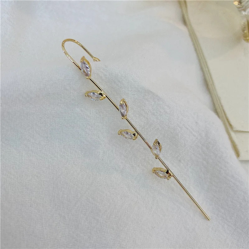 New Ear Needle Wrap Crawler Hook Earrings for Women Surround Auricle Diagonal Stud Earrings  Zircon Piercing Earrings images - 6
