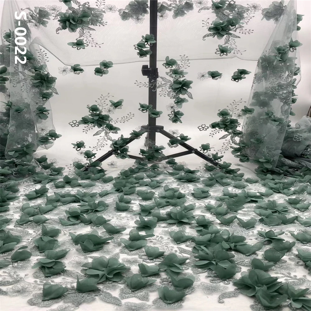 Мягкая сиреневая кружевная ткань с 3D цветами африканская Высококачественная