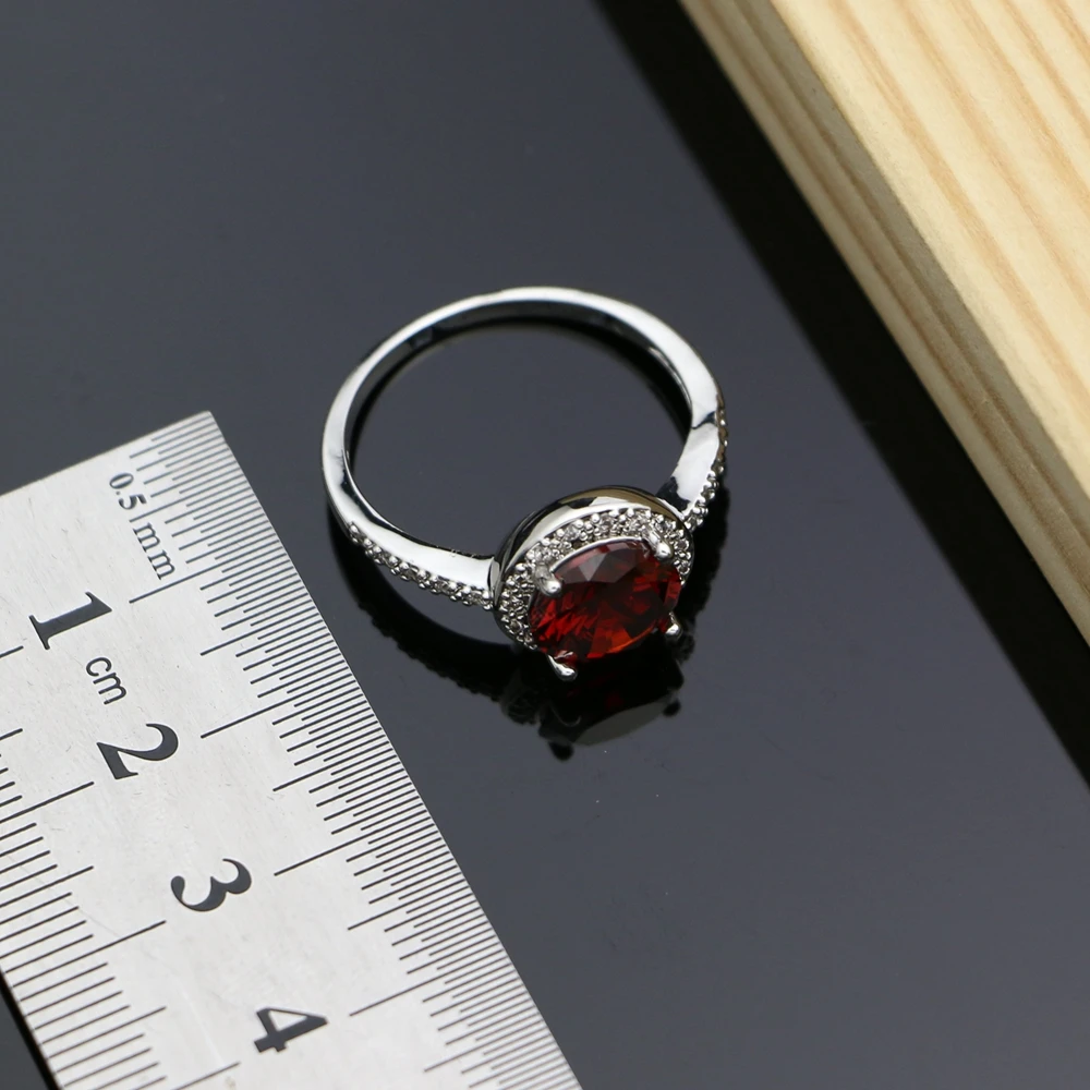 Набор свадебных украшений из серебра 925 пробы с красным фианитом свадебные