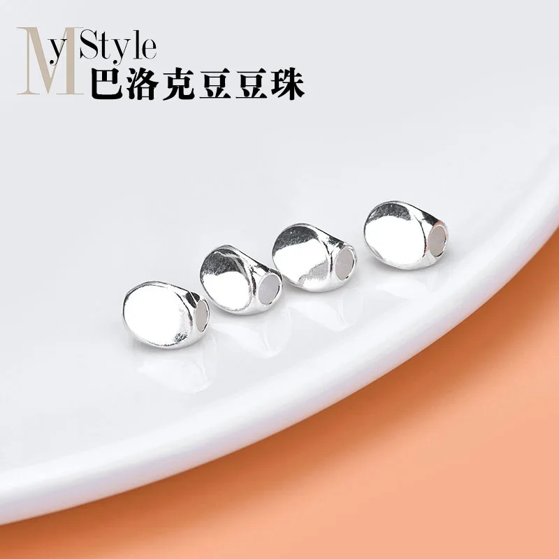 

Ассиметричные бусины из бисера S925 из чистого серебра, бусины ручной работы, DIY материал, Аксессуары для браслета