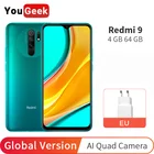Смартфон Xiaomi Redmi 9 глобальная версия, 4 Гб ОЗУ 64 Гб ПЗУ, мобильный телефон, Восьмиядерный процессор Helio G80, камера 13 МП, экран 6,53 дюйма, 5020 мАч
