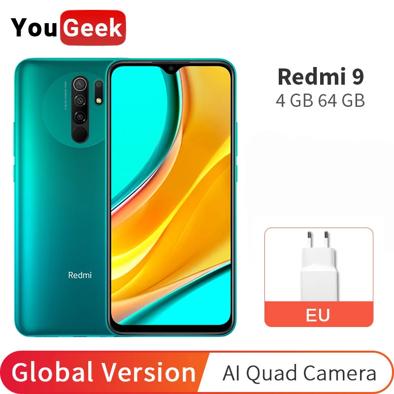 Глобальная версия Xiaomi Redmi 9 4 Гб RAM 64 ГБ ROM мобильный телефон Helio G80 Octa Core 13MP камера 6 53