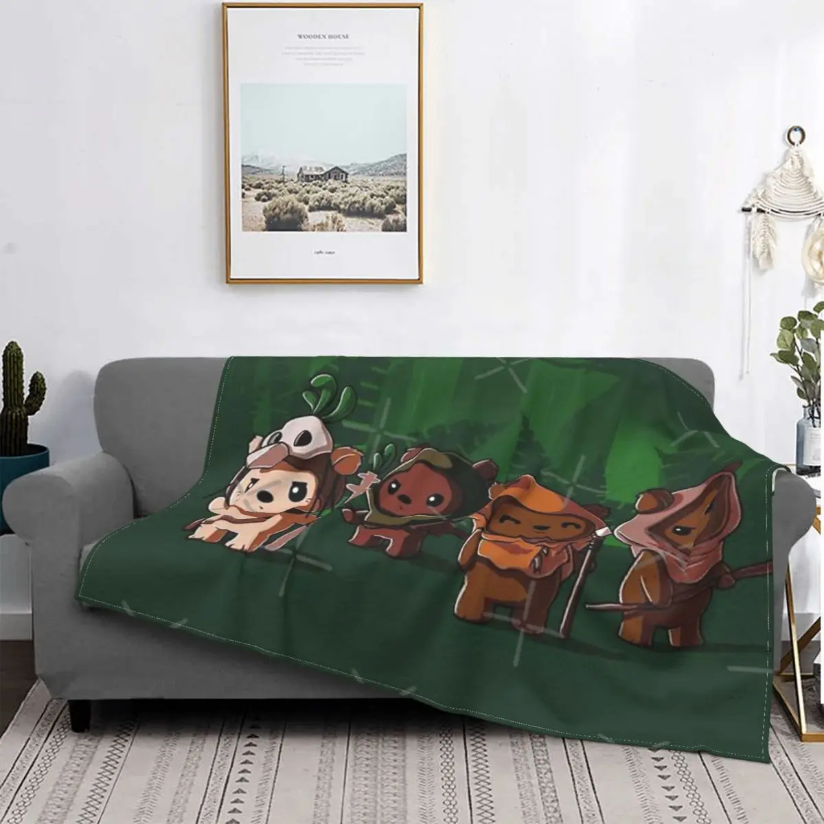 

Ewok-Manta a cuadros para cama, manta de muselina a cuadros, Anime