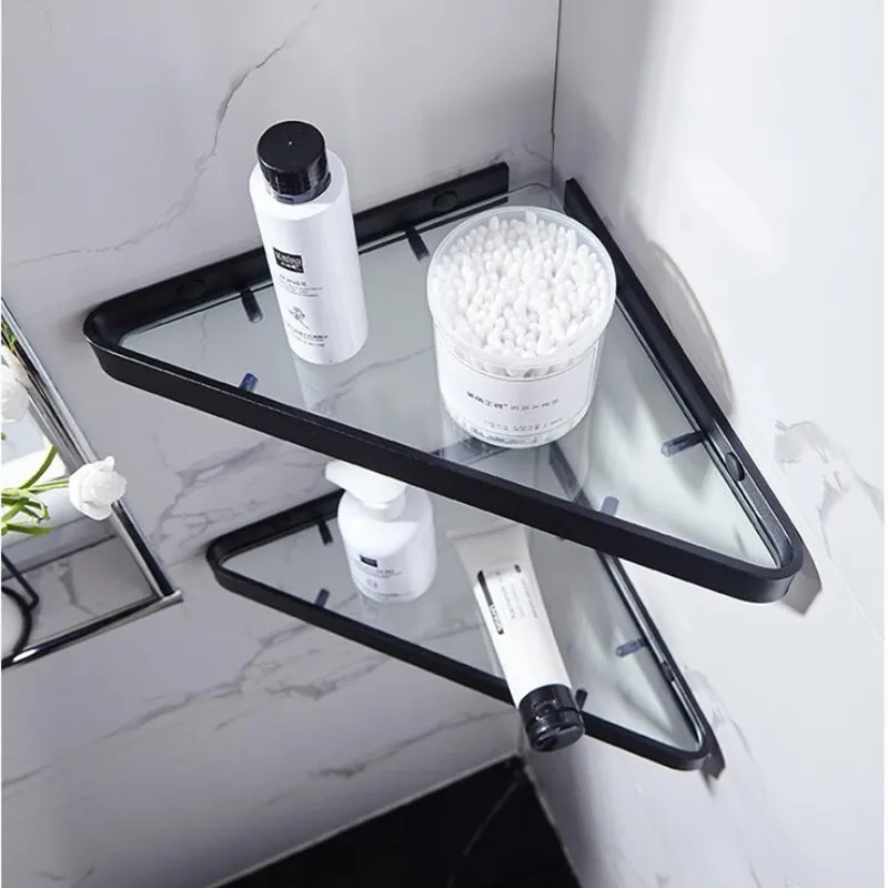 bathroom shelf aluminum shower shelf glass shower shelf black finish storage suction basket storage rack bathroom accessory free global shipping