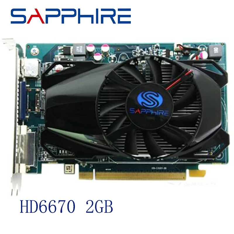 Видеокарта SAPPHIRE AMD Radeon HD6670 2 Гб GDDR3 6670 бит для компьютерных игр HDMI VGA|Видеокарты| |