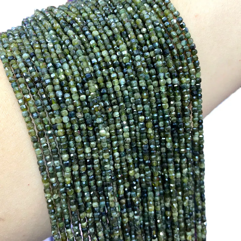 Уникальные Квадратные бусины из натурального камня AB с зеленым турмалином