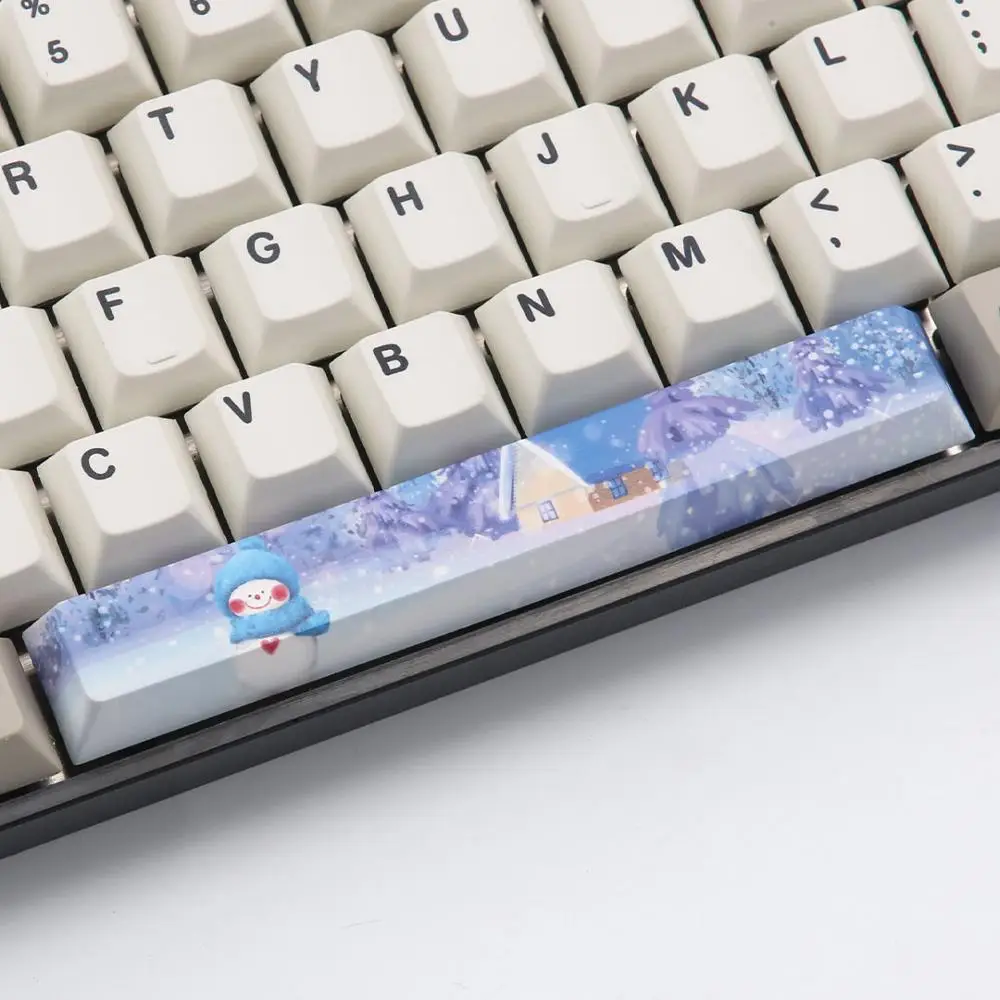 Snowman Пятисторонний краситель-подложка Spacebar PBT 6.25U Вишневый профиль keycap для DIY механической клавиатуры - Цвет: Snowman