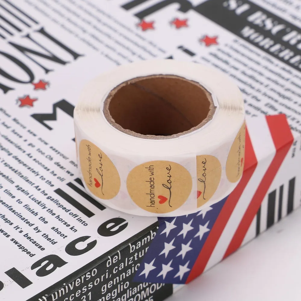 500 шт круглые натуральные наклейки ручной работы с любовью и благодарностью для