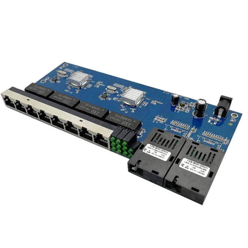 2G8E 8UTP RJ45 Gigabit Ethernet Switch Fiber Port SC Connector 8X10/100/1000M PCBA Board Fibra Optical Converter Plate | Компьютеры и